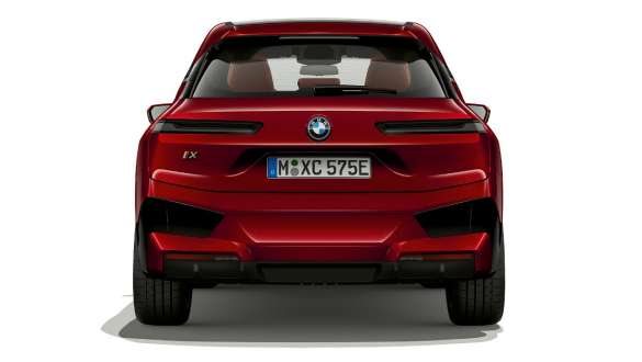 BMW iX i20 SUV eléctrico, vista de la zaga BMW iX SUV eléctrico, Aventurinrot, i20, vista de la zaga