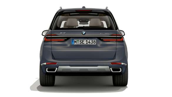 BMW X7 G07 LCI Vista de zaga, Sparkling Copper Grey metalizado BMW X7 G07 LCI Vista de zaga, parado, Sparkling Copper Grey metalizado