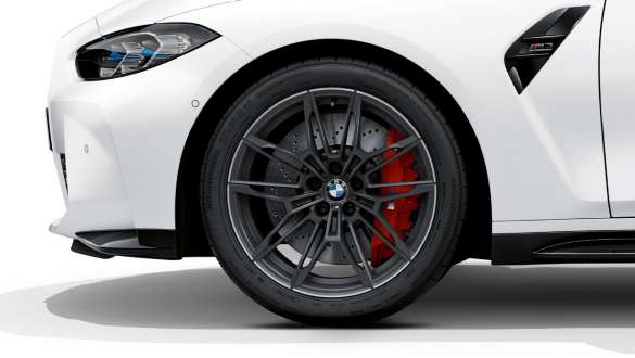 Llantas forjadas M de 19/20 pulgadas estilo 825 M en Orbitgrau mate BMW M3 Competition Sedán G80 2020 BMW M3 Competition Sedán G80 2020 Llantas forjadas M de 19/20 pulgadas estilo 825 M en Orbitgrau mate Primer plano de rueda