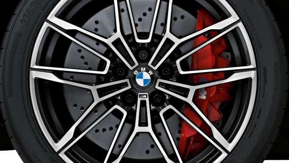 Llantas forjadas M de 19/20 pulgadas estilo 825 M, en bicolor Schwarz, BMW M3 Sedán G80 2020 BMW M3 G80 2020 Llantas forjadas M de 19/20 pulgadas estilo 825 M en bicolor Schwarz Primer plano de rueda