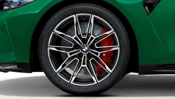 Llantas forjadas M de 19/20 pulgadas estilo 825 M en bicolor Schwarz BMW M3 Sedán G80 2020 BMW M3 Sedán G80 2020 Llantas forjadas M de 19/20 pulgadas estilo 825 M en bicolor Schwarz Primer plano de rueda