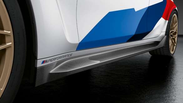 Inserción de estribera lateral M Performance de carbono BMW M3 Sedán G80 2020 BMW M3 Sedán G80 2020 Performance Inserción de estribera lateral de carbono Primer plano