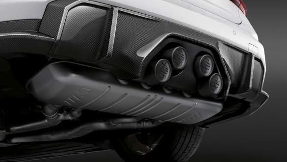 Sistema de escape M Performance de titanio BMW M3 Sedán G80 2020 BMW M3 Sedán G80 2020 M Performance Sistema de escape de titanio Primer plano