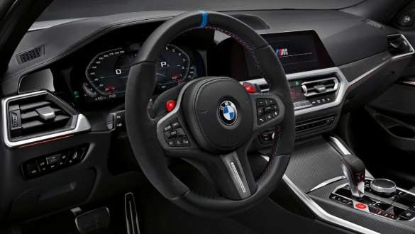 Volante M Performance Pro BMW M4 Competition Cabrio con sistema M xDrive G83 2021 BMW M4 Competition Cabrio con sistema M xDrive G83 2021 Volante BMW M Performance Pro, interior, primer plano
