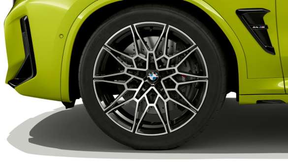 Llantas de aleación ligera M de 21 pulgadas con radios en V estilo 765 M BMW X4 M Competition F98 LCI Renovación 2021 BMW X4 M Competition F98 LCI Renovación 2021 Sao Paulo Gelb Llantas de aleación ligera M de 21 pulgadas con radios en V estilo 765 M Primer plano