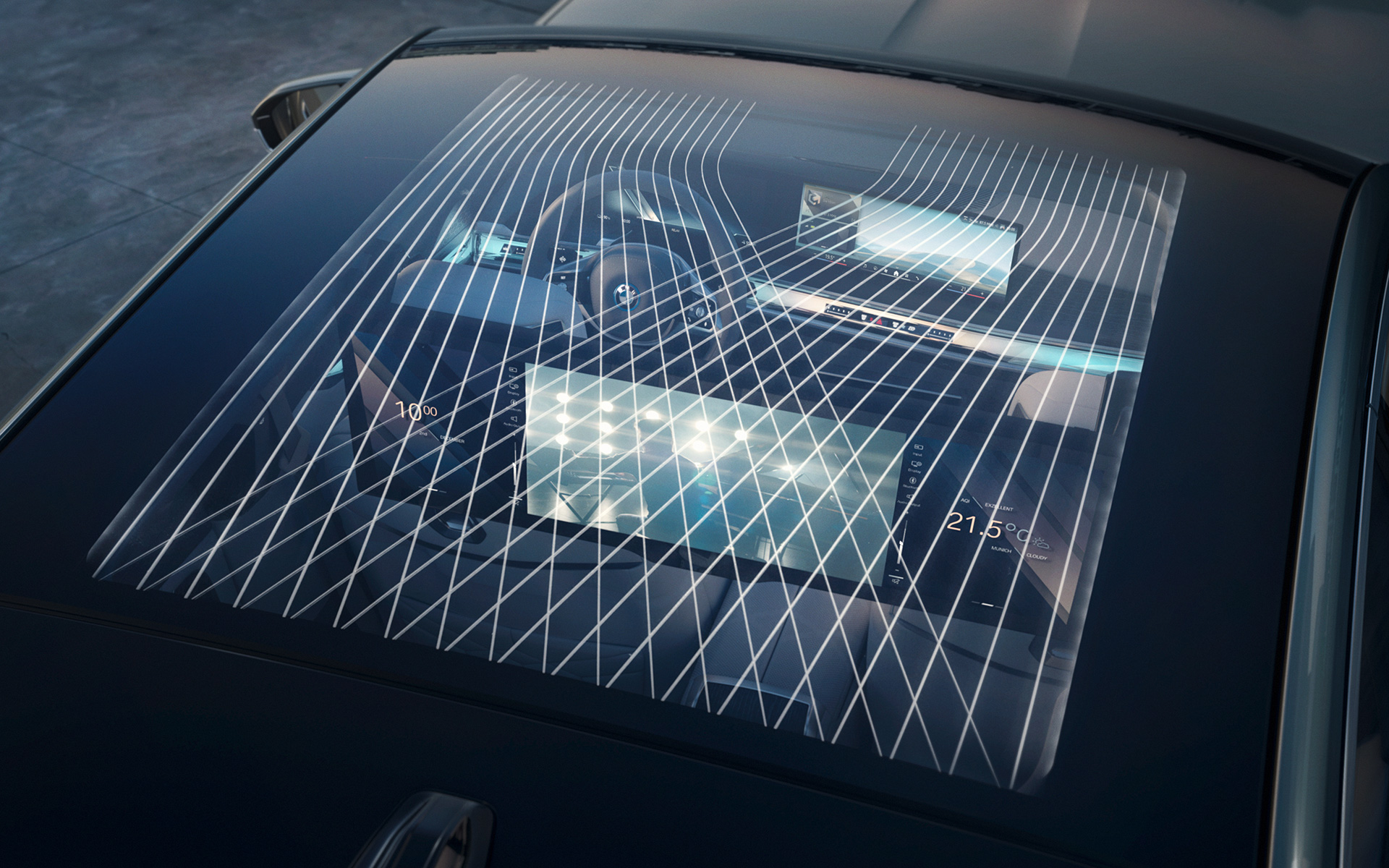 Techo de cristal panorámico Sky Lounge BMW i7 G70 Interior Techo de cristal panorámico Sky Lounge iluminado BMW i7 G70 Interior